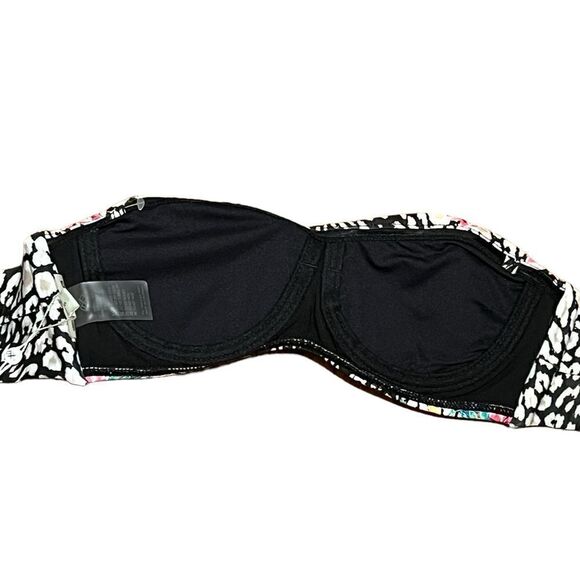 PQ Swim Pilyq Safari Embroidered Bandeau Strapless Swimsuit Top, Size S, NWT - Picture 3 of 11